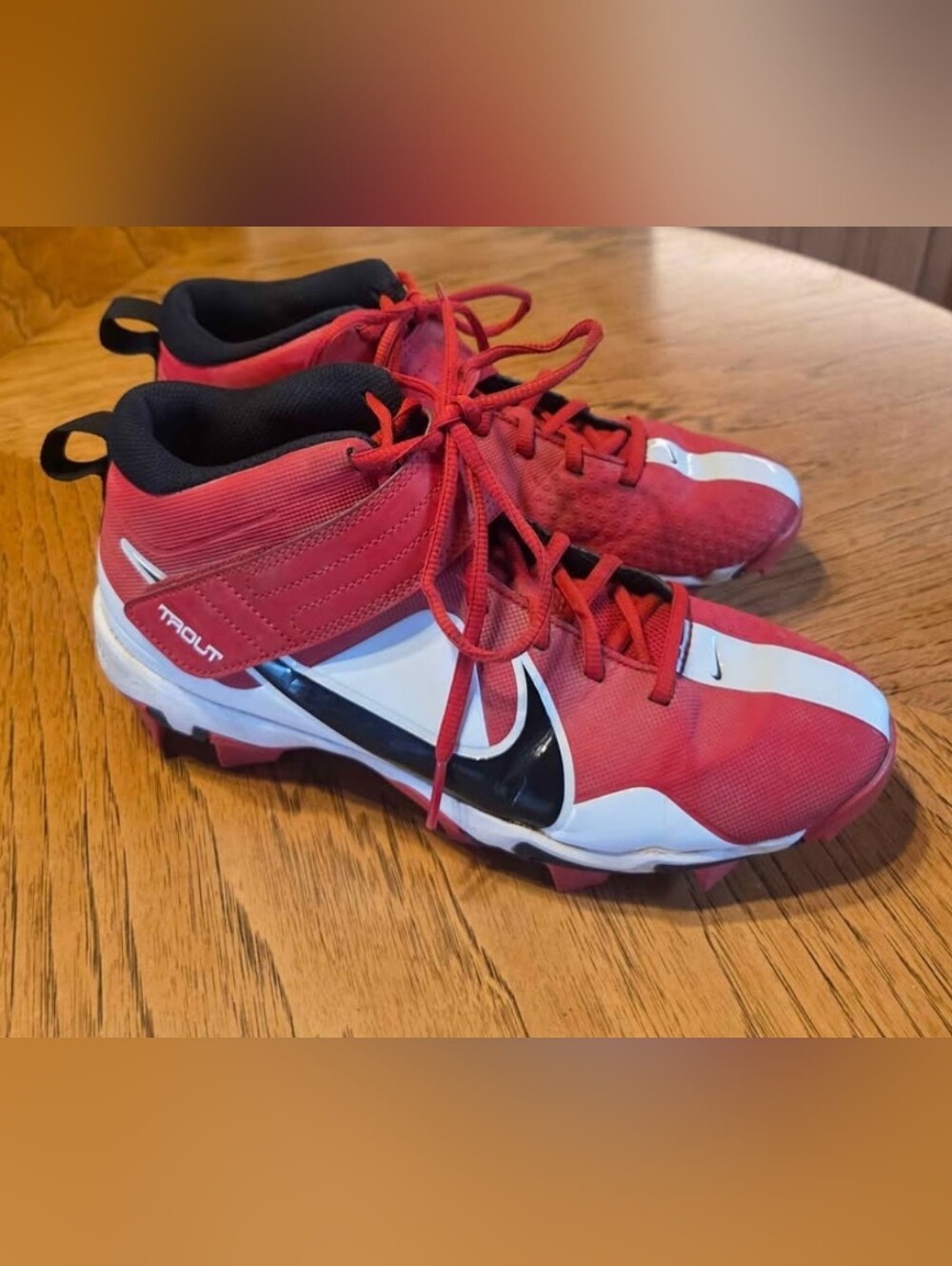 Nike Mens' Trout Force 7 Keystone Red and White Baseball Cleats